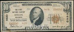 1929 $10 National Currency 1st National Bank of Berlin, WI Ch. # 4620