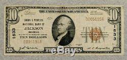 1929 $10 National Currency Bank of Jackson Michigan Charter 1533 Bill/Note