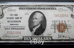 1929 $10 National Currency. CH#144 The First National Bank of Madison WI. RARE
