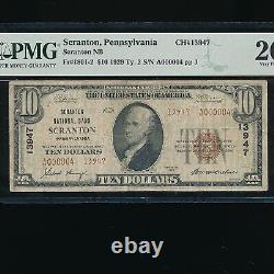 1929 $10 National Currency National Bank Of Scranton, Pa Pmg Vf20 Free S/h