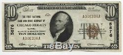 1929 $10 National Currency Note 5876 Chicago Heights Illinois Bank & Trust BA388