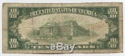 1929 $10 National Currency Note 6219 St. Charles Illinois Bank Ten Dollar AX337