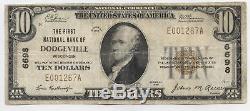 1929 $10 National Currency Note 6698 Dodgeville Wisconsin Bank AX340