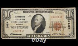 1929 $10 National Currency The Worthington National Bank