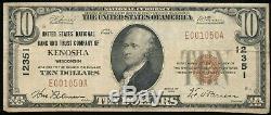 1929 $10 National Currency U. S. Nat. Bank & Trust Co, Kenosha, WI Ch. # 12351