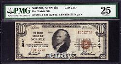 1929 $10 Norfolk National Bank Note Currency Nebraska Pmg Very Fine Vf 25