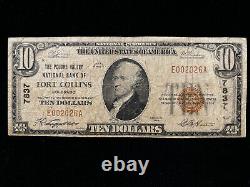 1929 $10 Ten Dollar Fort Collins CO National Bank Note Currency (Ch. 7837)