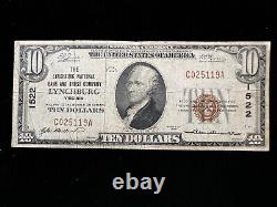 1929 $10 Ten Dollar Lynchburg VA National Bank Note Currency (Ch. 1522)