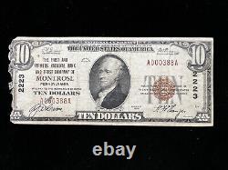 1929 $10 Ten Dollar Montrose PA National Bank Note Currency (Ch. 2223)