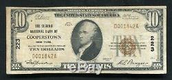 1929 $10 The 2nd National Bank Of Cooperstown, Ny National Currency Ch. #223
