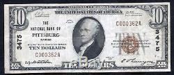 1929 $10 The National Bank Of Pittsburg, Ks National Currency Ch. #3475
