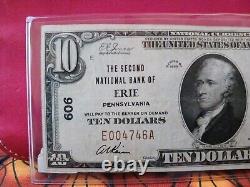 1929 $10 Tyi Second National Bank Of Erie, Pa National Currency Ch. #606