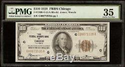 1929 $100 Dollar Bill Chicago Bank Note Brown Seal Money National Currency Pmg