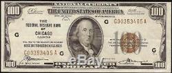 1929 $100 Dollar Bill Chicago Fr Bank Note National Currency Paper Money 353 405