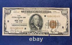 1929 $100 Federal Reserve Bank of New York National Currency Note Free Ship US