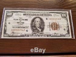 1929 $100 National Currency Brown Seal Federal Reserve Bank of Chicago, Illinois