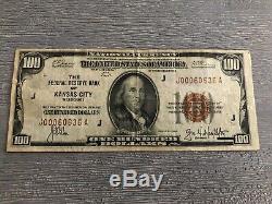 1929 $100 National Currency Federal Reserve Bank of Kansas City Note