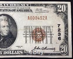 1929 $20.00 National Currency from The Union National Bank of Elgin, Illinois