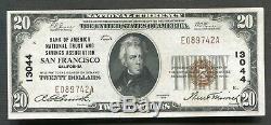 1929 $20 Bank Of America San Francisco, Ca National Currency Ch. #13044 Unc
