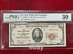1929 $20 Bill National Currency Federal Reserve Bank Of San Francisco. Fr-1870l