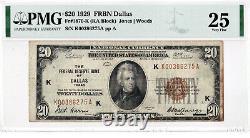 1929 $20 DALLAS Texas TX FRB Federal Reserve Bank Note Brown National Currency