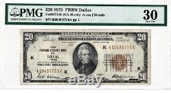1929 $20 DALLAS Texas TX Federal Reserve Bank Note Brown National Currency KEY