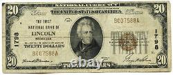 1929 $20 National Currency 1798 Lincoln Nebraska Bank Note E395
