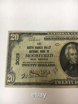 1929 $20 National Currency Bank Moorefield West Virgina Note Tyi Ch#3029 Raw Bin
