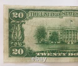 1929 $20. National Currency Bank Note Falls Village Connecticut Ty1 Ch #1214