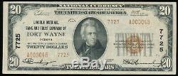 1929 $20 National Currency Lincoln Nat. Bank & Trust, Ft. Wayne, IN Ch. #7725 T2