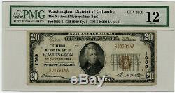 1929 $20 National Currency Note PMG 12 Fine 1069 Bank Washington DC BG110