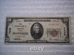 1929 $20 Reno Nevada NV National Currency T1 # 7038 1st National Bank in Reno #
