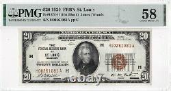 1929 $20 ST. LOUIS Missouri Federal Reserve Bank Note Brown National Currency