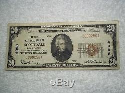 1929 $20 Scottdale Pennsylvania PA National Currency T1 #4098 1st National Bank