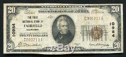 1929 $20 The First National Bank Of Fairfield, Ca National Currency Ch. #10984 Vf