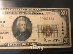 1929 $20 The First National Bank Of Houston, Tx National Currency Ch. #1644