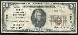 1929 $20 The First National Bank Of Pikeville, Ky National Currency Ch. #6622