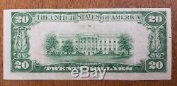 1929 $20 The National Bank of America Salina Kansas National Currency Note Bill