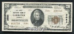 1929 $20 Tyii The 1st National Bank Of Lawrence, Ks National Currency Ch. #3584