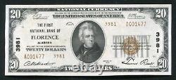 1929 $20 Tyii The First National Bank Of Florence, Al National Currency Ch. #3981