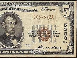 1929 $5 Dollar Honolulu Hawaii Bishop National Bank Note Currency Paper Money
