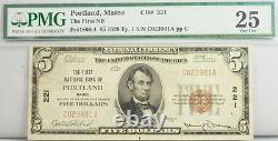 1929 $5 Dollar Portland ME National Bank Note FR 1800-1 PMG Certified Currency