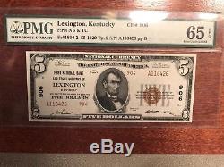 1929 $5 National Currency Bank of Lexington, Ky PMG 65 EPQ
