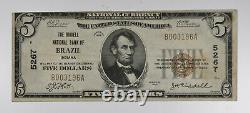 1929 $5 National Currency CH# 5267 Riddell National Bank of Brazil, IN