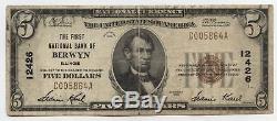 1929 $5 National Currency Note 12426 Berwyn Illinois Bank Five Dollars AX336