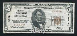 1929 $5 The First National Bank Of Homestead, Pa National Currency Ch. #3829