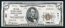 1929 $5 Tyii Canal National Bank Of Portland, Me National Currency Ch. #941 Xf