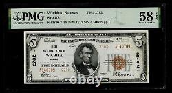1929 $5 Wichita Kansas KS National Currency T2 #2782 1st National Bank PMG 58EPQ