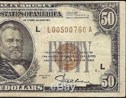 1929 $50 DOLLAR SAN FRANCISCO FRBN BANK NOTE NATIONAL CURRENCY MONEY Fr 1880-L