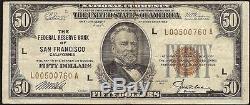 1929 $50 DOLLAR SAN FRANCISCO FRBN BANK NOTE NATIONAL CURRENCY MONEY Fr 1880-L